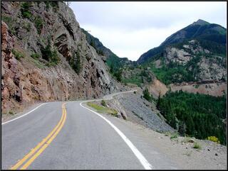 The road up Red Mountain Pass. Steep, windy, and no guardrails.