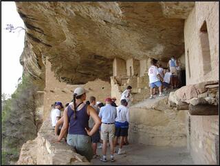 Tourists in ruins