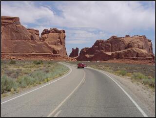 The road into Arches National Park