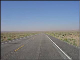 The smoky haze on the road toward Hanksville