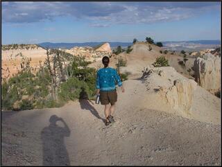 Theresa leading the way into the hoodoos, on the Fairlyland Point trail