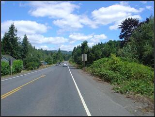 The road inland toward Newberg