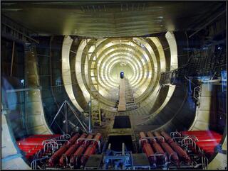 The inside of the Spruce Goose, looking backward