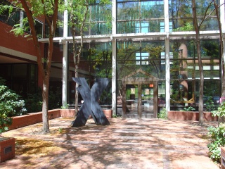 The artistic and earthy entrance to the School of Engineering. We think.