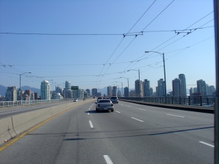 Crossing the river into Vancouver