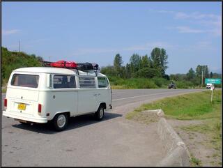 The bus, rubbernecking at the falls