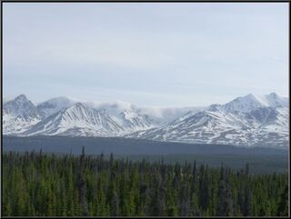 Mountains and hanging clouds