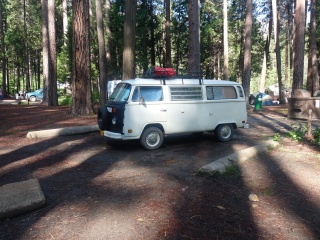 The bus in the ridiculously busy Northern Pines Campground
