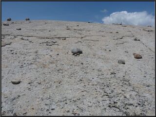 Little rocks on a granite slab