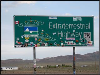 Kids and stickers on the Extraterrestrial Highway