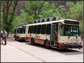 The Zion shuttle, running every 6-8 minutes for us