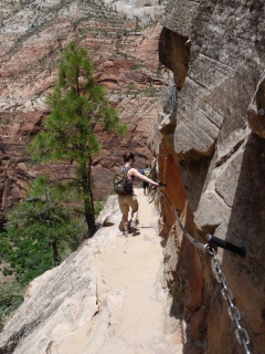 Theresa testing the chains