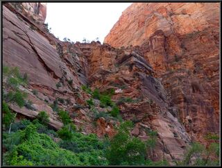 The trail goes up that craggy part in the middle