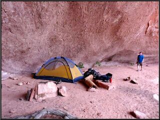 Campsite number three for the day, there was some concern about exfoliating rock at number two