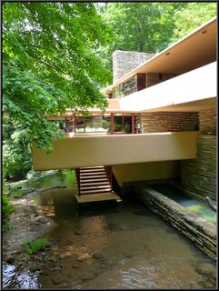 Built over a water fall, the home is all about cantilevers