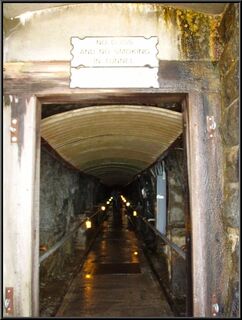 The walking tunnel to the elevator to the peak