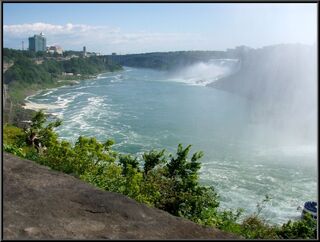 Looking down river at the sadly upstaged American Falls