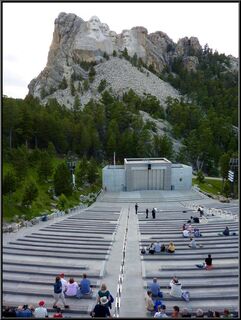 The amphitheater that fills for the nightly lighting, by that time Theresa was cooking a smore