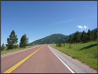Beginning the climb through Big Horn National Forest