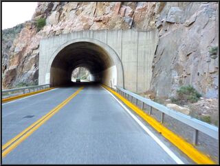 A tunnel on the climb after Cody