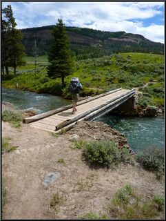 Theresa crossing Lamar River, a few feet into our day's hike
