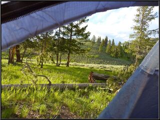 The view from our tent, between rain flurries