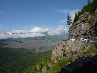 Looking back at the traffic and terrain