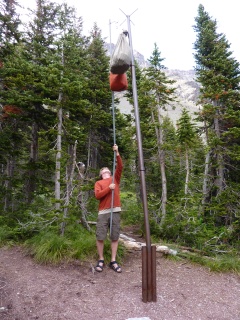 This was a fun game, the Glacier bear pole. You use a pretty heavy metal rod to hang your bag on a bolt