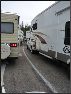 Where we waited in this line 20 minutes to be told the campground was full