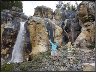 Theresa, celebrating falling water