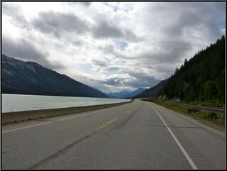 Road shot along a lake we can't remember the name of