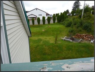 From the third floor back stairs, looking at the fire pit and neighborhood deer