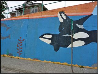 Kid art on a downtown mural