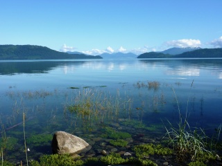 Looking across at Wrangell from Crescent Beach
