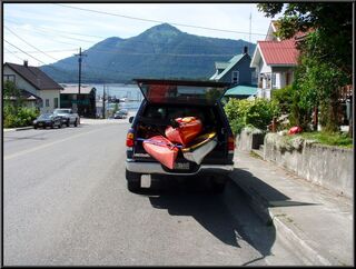 With the truck loaded for a day of paddling