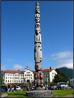 Totem park in front of the Pioneer Home