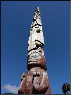 The bottom of the totem looking up