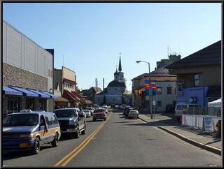 Downtown looking up the street toward St. Michaels Church