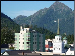 The something apartment building and the top of St. Michaels