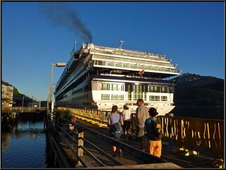 One of two enormous ferries in town