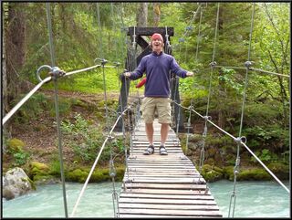 Brian, clearly excited by the suspension bridge
