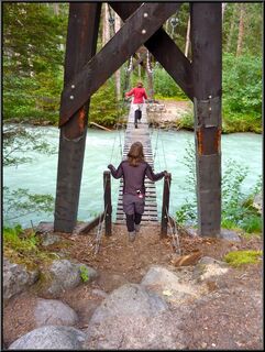 Theresa and Cori heading back to camp