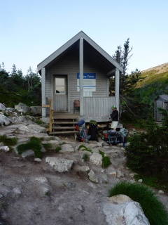 Theresa packing food outside the cook cabin