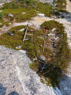 The remains of a metal kit boat