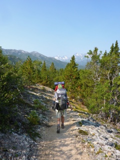 Cori and Theresa lead the way along the gorge to Lindeman