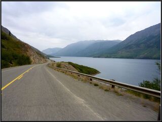 The road along Tutshi Lake