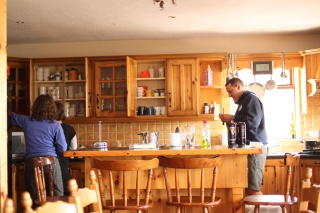 Dinner at Aras Ghleann Cholm Cille. In Ireland this is called self catering.