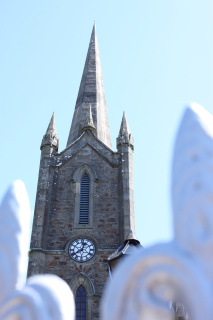 Church steeple in Donegal town.