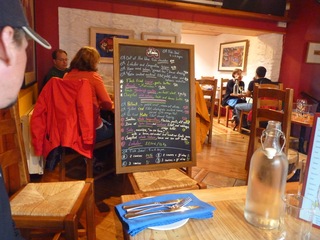 The menu at Out Of The Blue.
