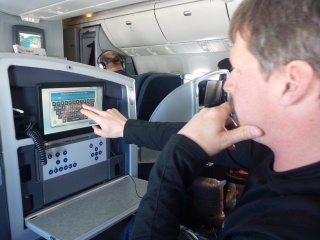 Brian dialing in the first of about five movies for the day.
